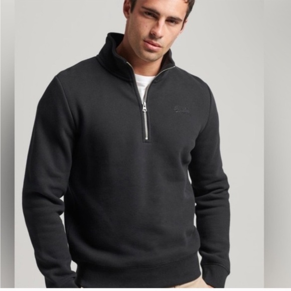 Burberry Brit Men’s Quarter-Zip Pullover Sweater Black 2XL